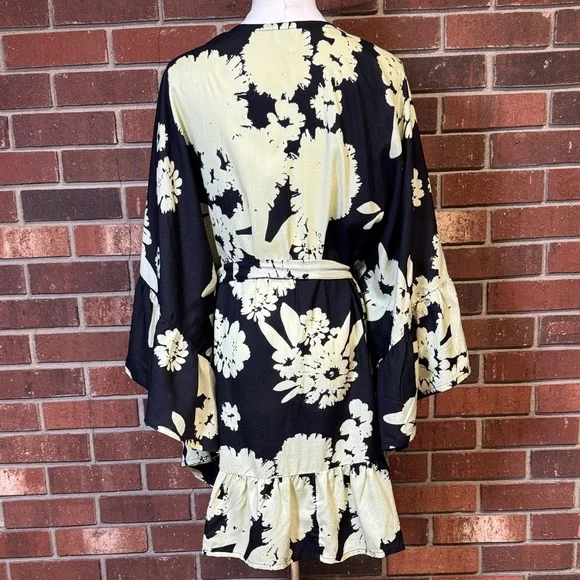 Anthropologie Bel Kazan Tie Ruffle Floral Printed Kaftan - Picture 6 of 16